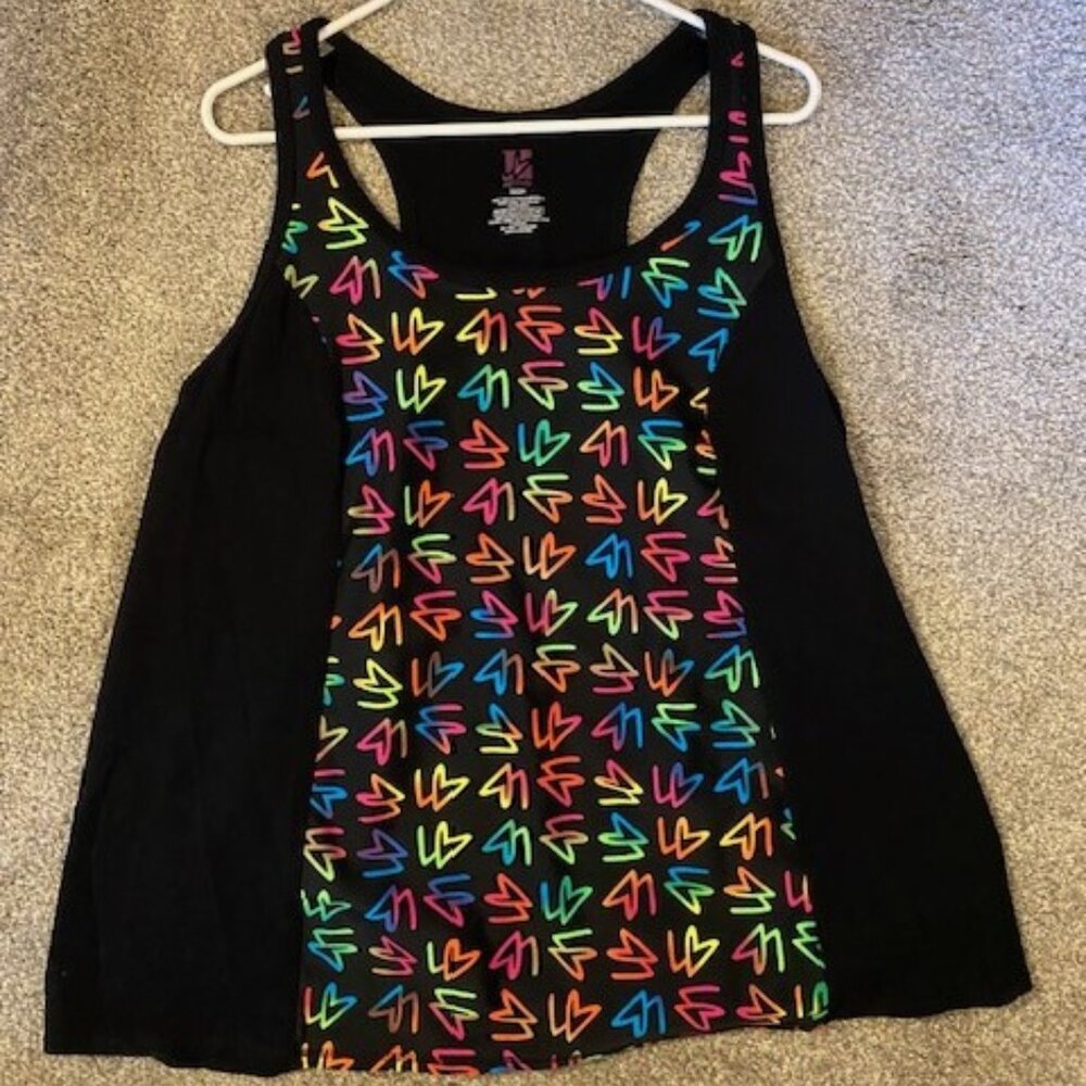 Lane Bryant Black Colorful Logo Print - Stretch Workout Top